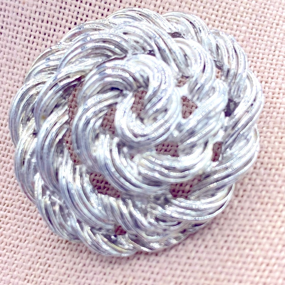 Vintage Silver Tone Wire Rope Design Twisted Rope Brooch/Pin